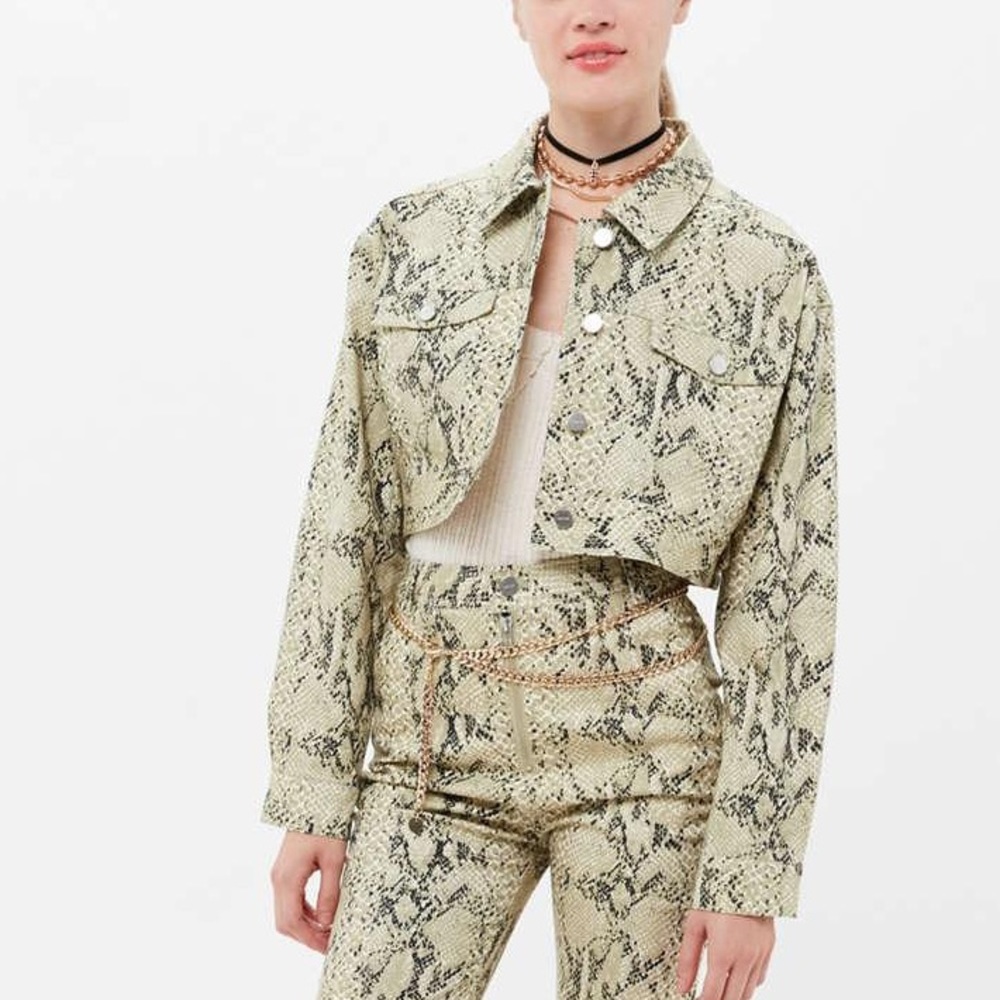 NWT Capulet XS Snake Cropped Denim Jacket Green